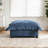 Plush Upholstered Navy Chenille Ottoman Bench – Cloud Cushion Footrest with Oversized Soft Top-510134034
