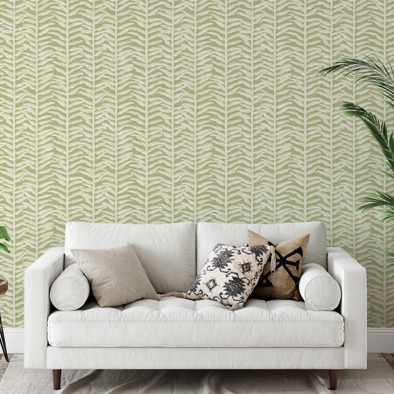 Papier peint adhésif vigne peinte, Matcha Vines