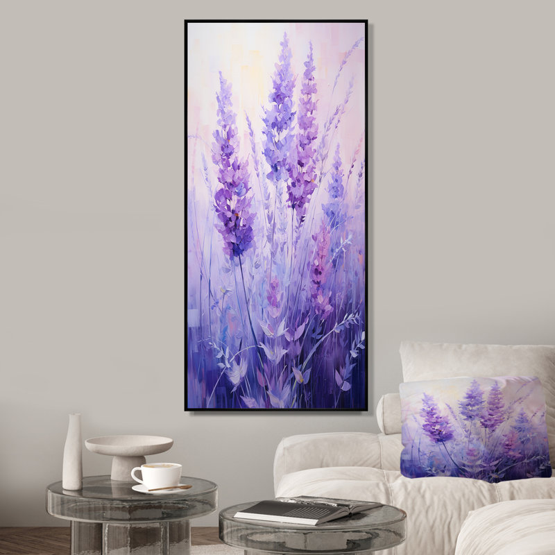 Lavande, sérénité, art floral, 44" H x 34" W, Silver Picture Framed