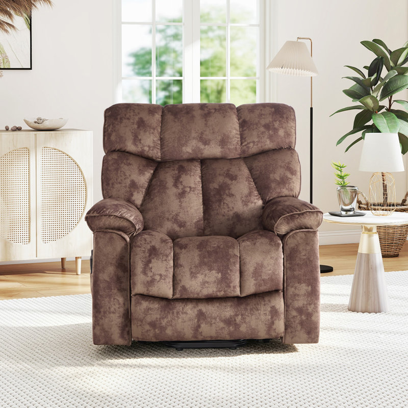 Fauteuil inclinable de massage chauffant de 39,76 po de largeur avec deux porte-gobelets cachés, deux télécommandes et un revêtement en microfibre
