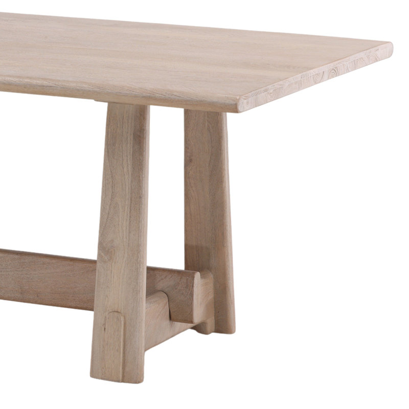 Table de salle à manger en bois de manguier massif Lachlan 92 po, finition naturelle claire, Beige