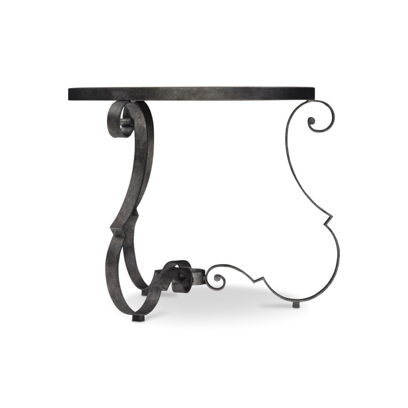 Traditional Criollo Wood & Textured Carbone Metal Round Side Table