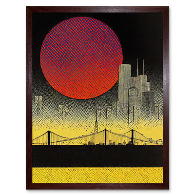 Pop Art Sunset Manhattan Bridge Skyline - Rectangle Print
