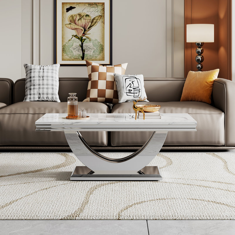 Table basse Dijoun, Blanc, Argent