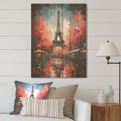 Tour Eiffel colorée à Paris - Paris sur impression sur bois