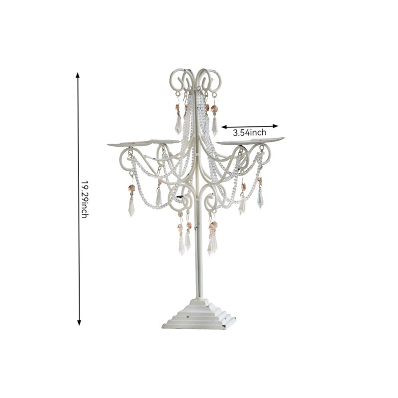 19.29'' H Metal Tabletop Candlestick, White