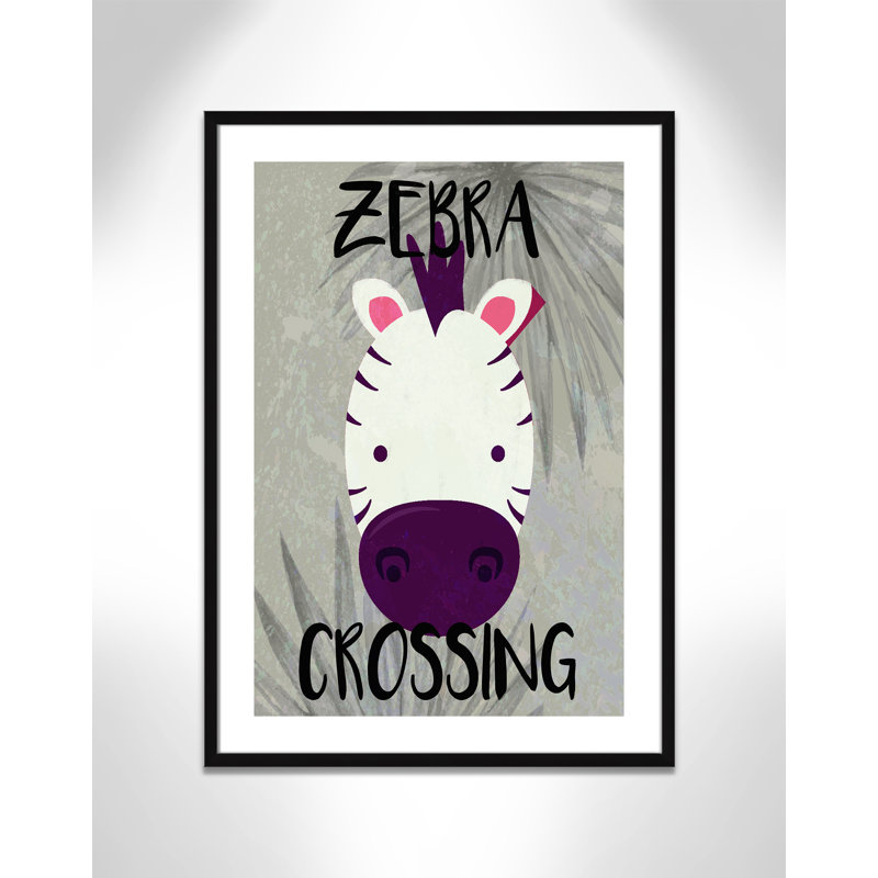 Impression sur papier Zebra Crossing, H 34,5 po x l 24,5 po x P 1,18 po, Encadré de boîte noir