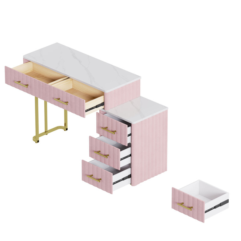 Bureau de meuble-lavabo rembourré avec fauteuil, Rose
