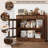 35.4" Walnut Farmhouse Sideboard with Drawer & Glass Doors, Coffee Wine Bar Cabinet-1108893137