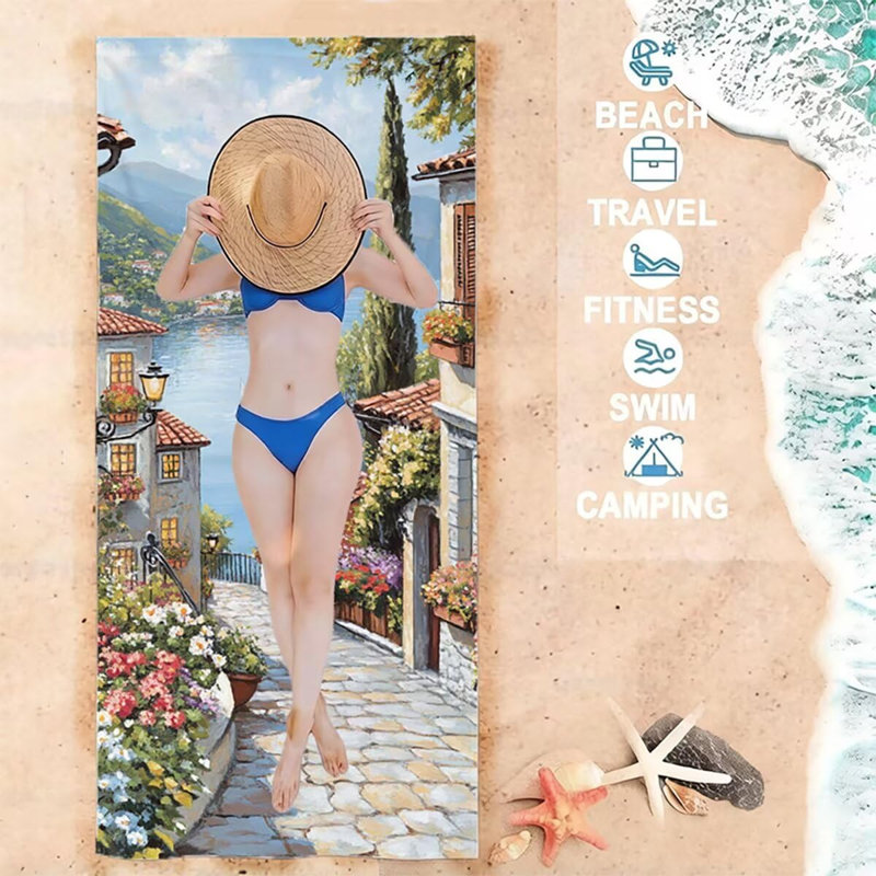 Petite serviette de plage surdimensionnée en microfibre légère TG