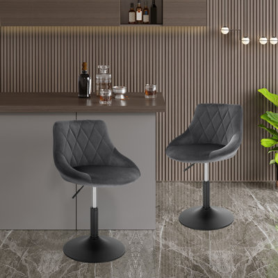 Blasco Swivel Yes Upholstered Velvet Yes Bar Stool with Steel Frame