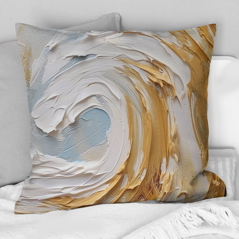 Coussin décoratif or et blanc Spiral Nebula II - Abstract Spirals