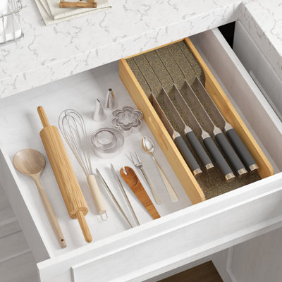 Rangement à couteaux avec porte-couteaux en bambou