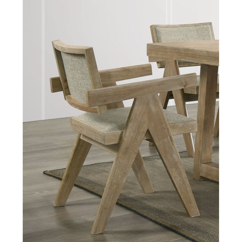 Chaises de salle à manger avec accoudoirs et sièges rembourrés en polyester, Chêne