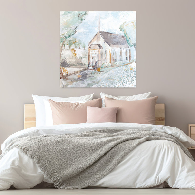 Blessed House Abstract Contemporary Landscape Spring Art, 32" H x 32" W