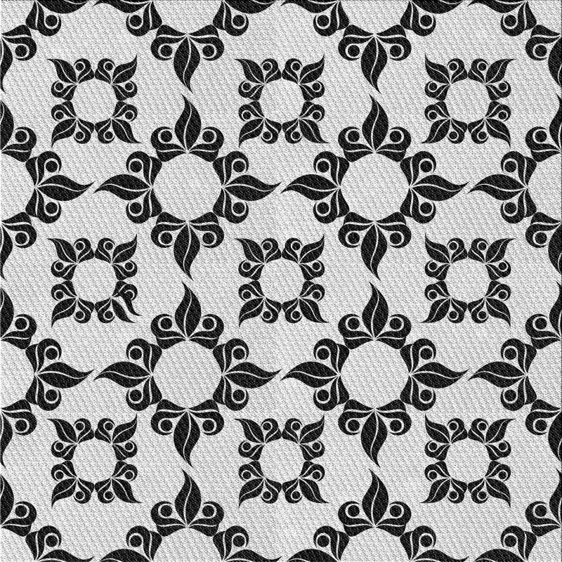 Tapis blanc/noir tissé à la machine, Carré 6 pi