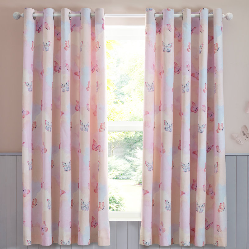 Ombre Butterflies Fully Reversible Eyelet Curtains