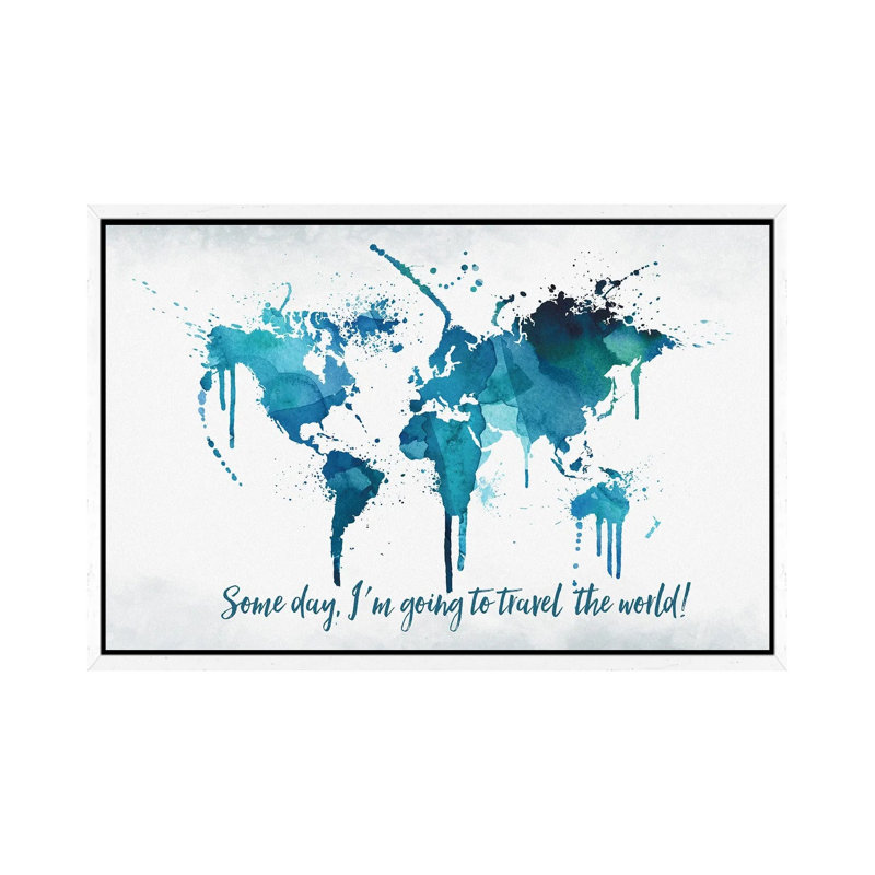 World Map Travel The World by WallDecorAddict - Gallery-Wrapped Canvas Giclée on Canvas, 66.04 cm H x 45.72 cm W