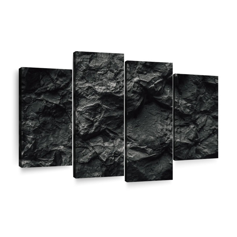 Ensemble de 4 pièces de pierre noire sur toile, H 22 po x l 36 po x P 1 po