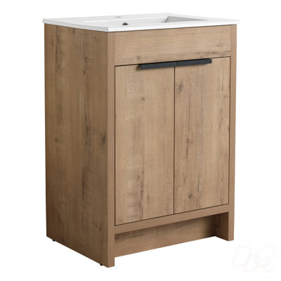 Meuble-lavabo autoportant 24 po 2 portes à fermeture en douceur ((KD-PACKING), meuble-lavabo sans comptoir