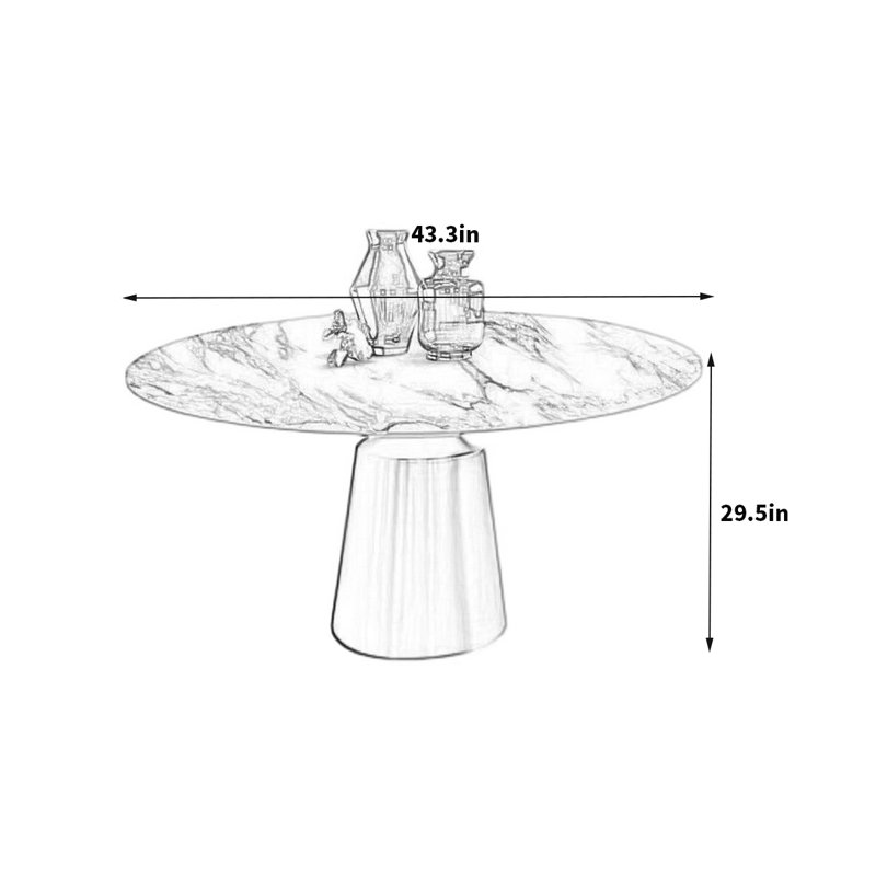 Table de salle à manger Rock Plate, H 29,5 po x L 43,3 po x l 43,3 po