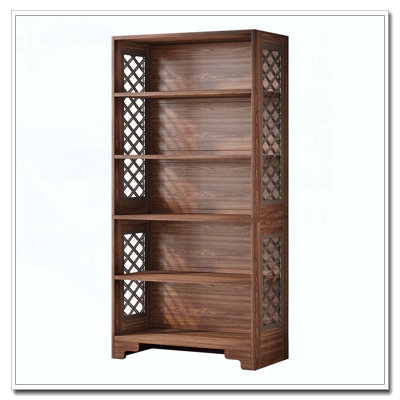 6-Tier Vintage Brown Mid-Century Bookcase For Living Room, Office, Bedroom