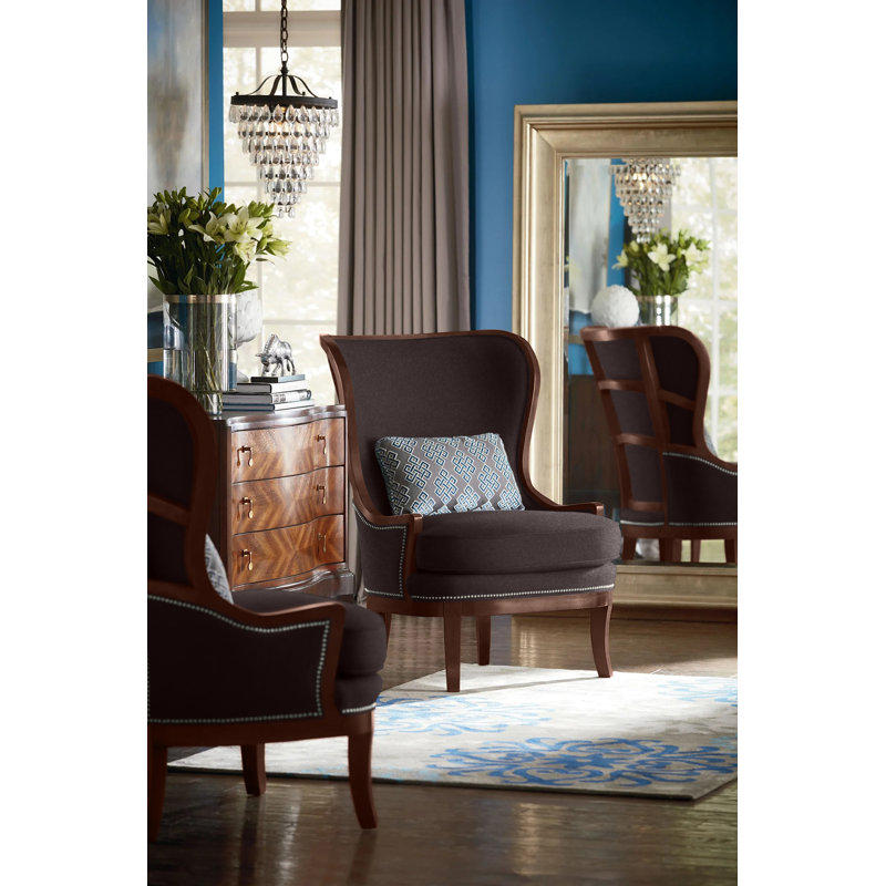 Fauteuil à oreilles 32,5 po Lawson, 9953 100% polyester vison, Espresso, Nickel
