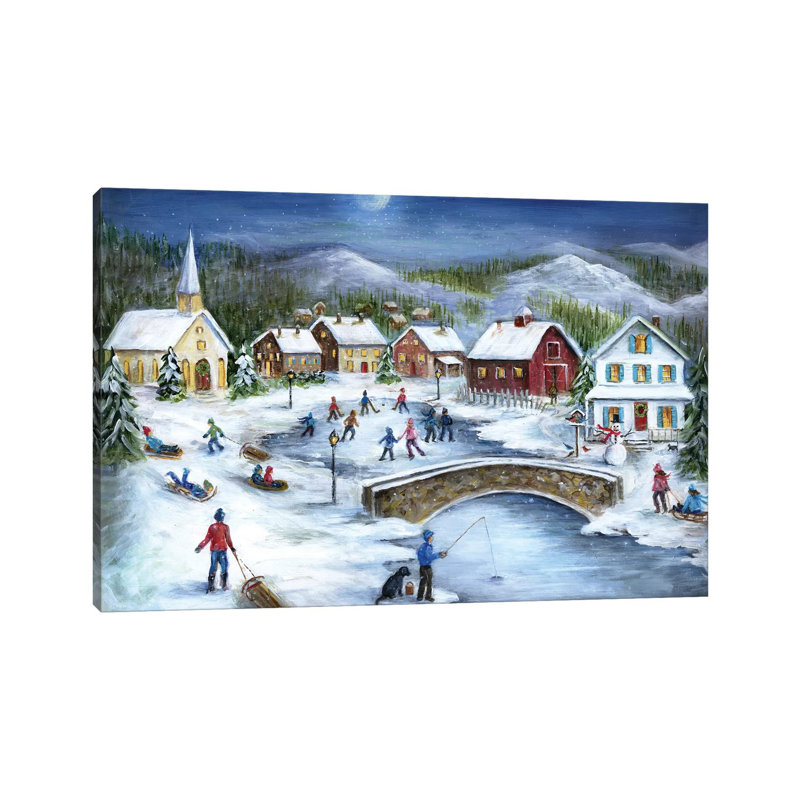 Patineurs moonlit par Marilyn Dunlap-impression, H 18 po x l 26 po x P 1,5 po, Pas de tapis, Toile tendue