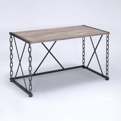 Jodie Rustic Oak & Antique Black Finish Writing Desk
