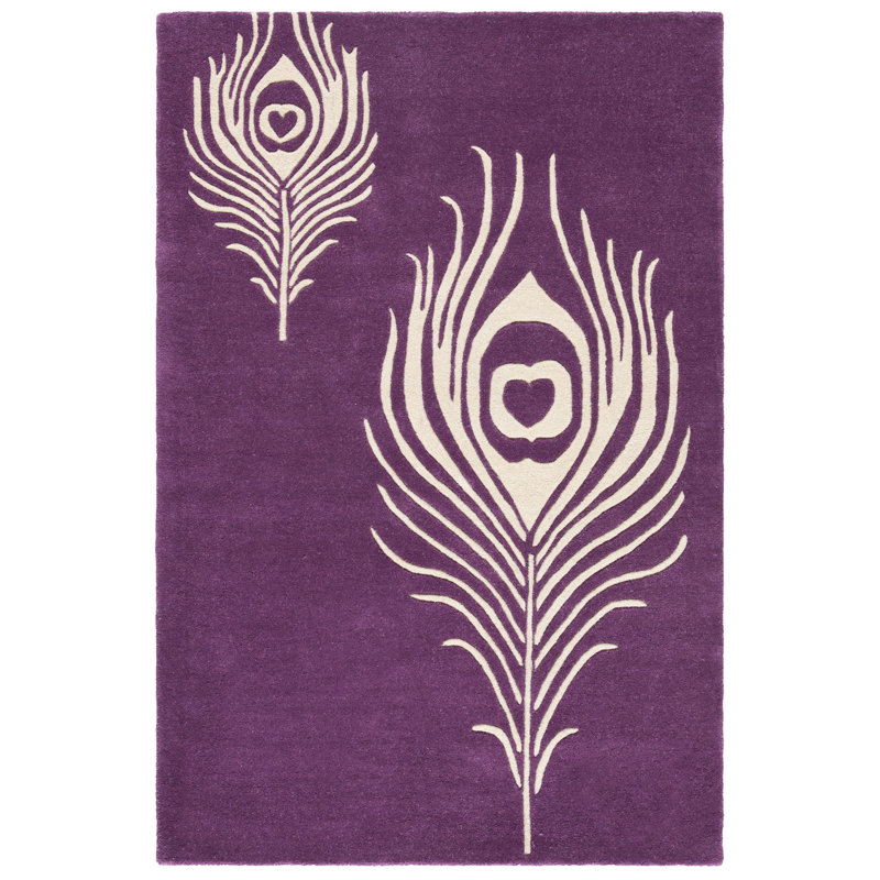 Tapis mauve touffeté à la main Nonia, Rectangle 3 pi 6 po x 5 pi 6 po