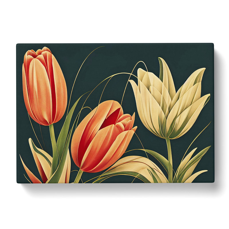 Deco Tulip Flowers Vol.2 - Wrapped Canvas, 35cm H x 50cm W x 3cm D