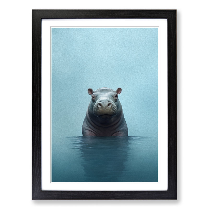 Hippo Minimalism - Framed Print