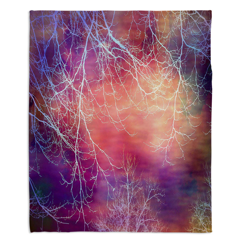  Jeté Night Night Trees, l 68 po x L 80 po, Rose / mauve / orange