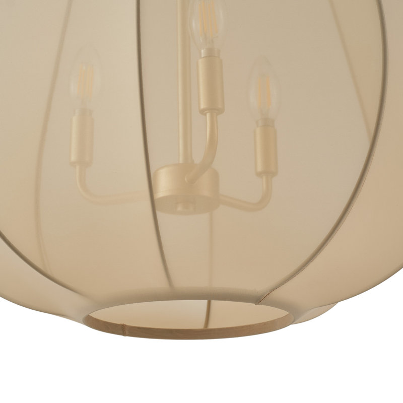 Luminaire suspendu réglable en fer doré à 3 lampes