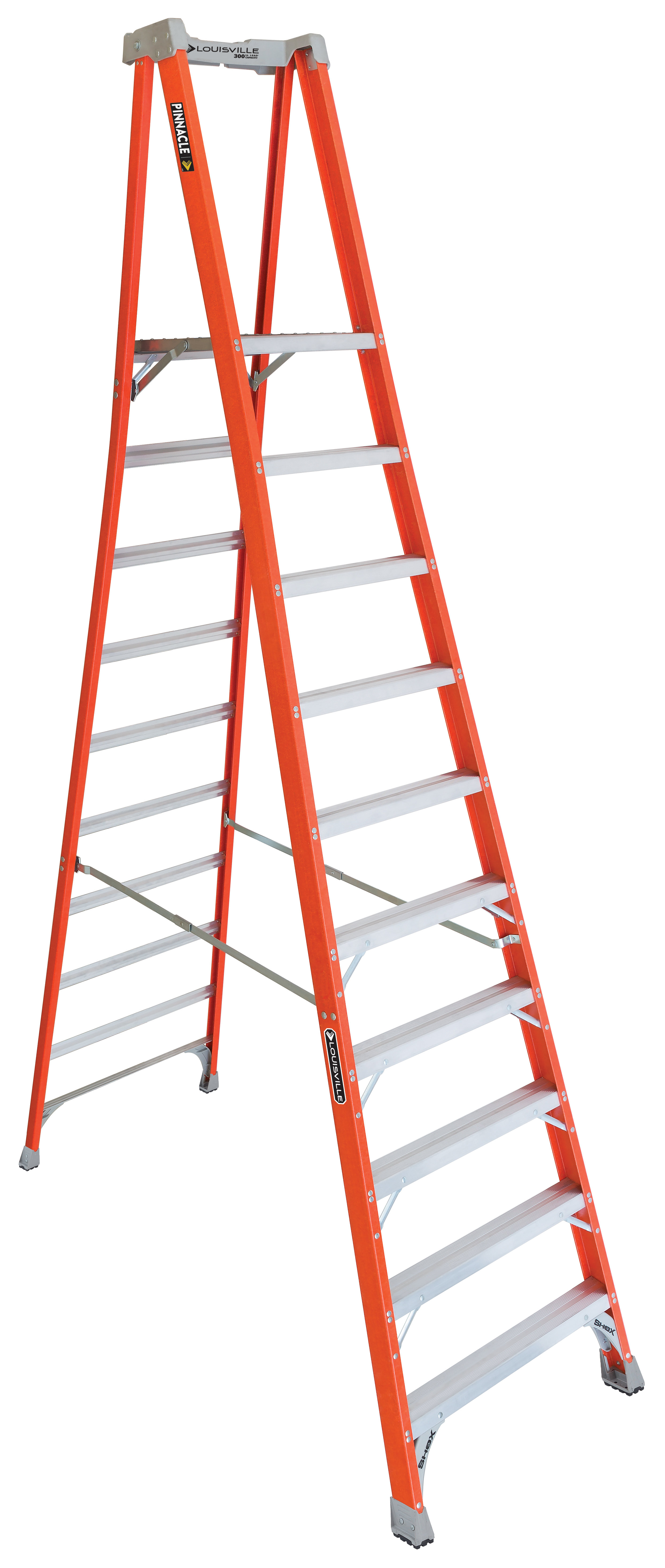 Louisville Ladder 10 ft. Fiberglass Pinnacle Platform Ladder with 300 ...