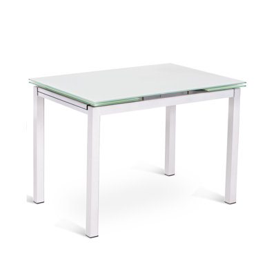 Brisco Extendable Glass Top Metal Base Dining Table
