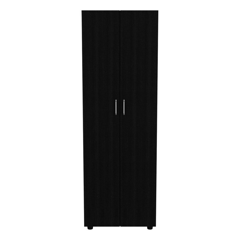 Armoire-armoire H 70,8 po, deux tablettes, tringle, armoire double porte, noir