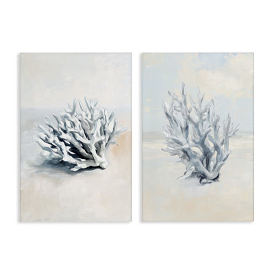 Ensemble de 2 pièces de toile de corail blanc délavé, design par Ramona Murdock