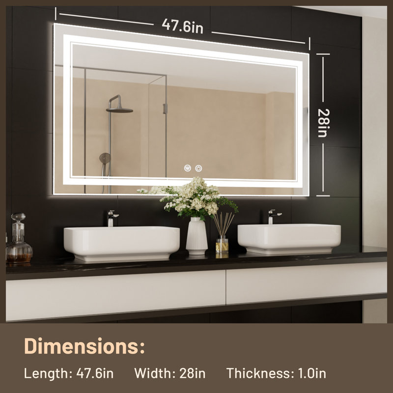 Miroir de salle de bain Kaelia, 28 po x 48 po