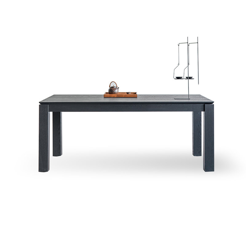 78.74" Black Rectangular Solid Wood Dining Table, 29.53"H x 62.99"L x 31.5"W