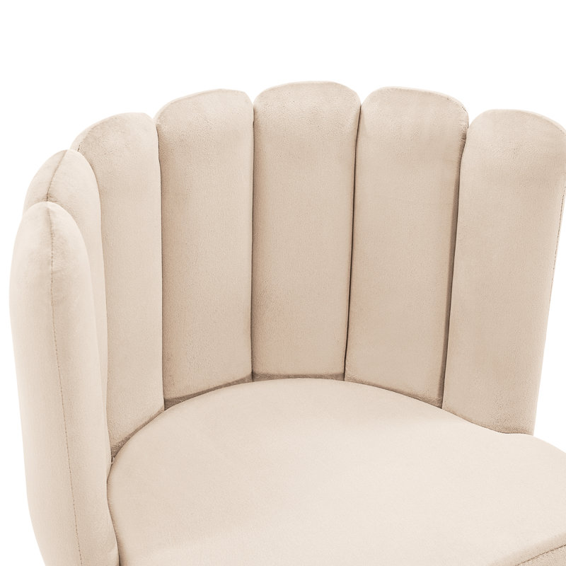 50cm H Velvet Upholstered Metal Dining Chair, Beige