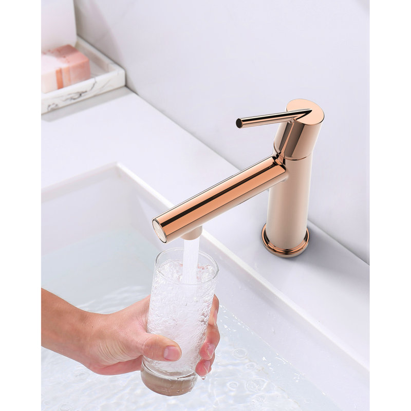 Exquisite Rose Gold Deck Mount Bathroom Tap - 1 Hole, Single Lever, Dual Flow Option, Scratch- Finish, Simple Install Method Sink Faucet Water Saving Feature, Plating, Effortless Guide