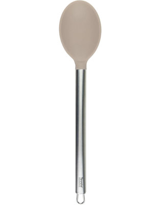 Cuillère à mélanger en silicone Tovolo Elements avec poignée en acier inoxydable pour la cuisson et le service, gris chaud