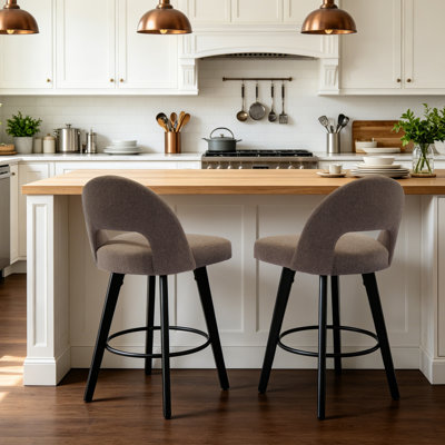 26" Upholstered Swivel Counter & Bar Stool with Solid Wood Frame