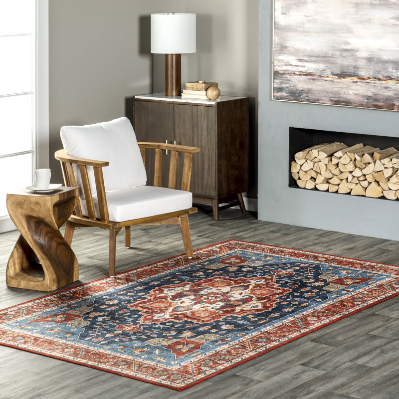 Hera Medallion SplashGuard Machine Washable Area Rug, Rectangle 8' x 10'