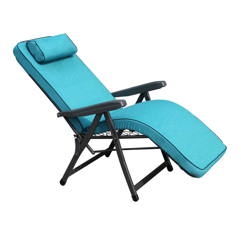 Amher Reclining Zero Gravity Chair with Cushion, Light Blue