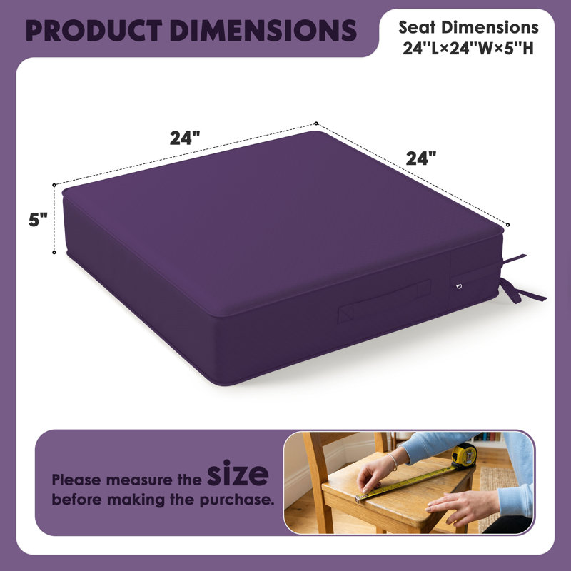 Wynee Outdoor Cushions 24X24x5 Outdoor Chair Cushions And Seat Cushions, Purple, Set of 4