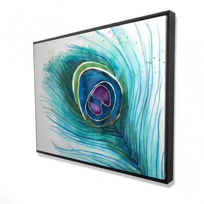 Peacock Feather Closeup Print On Canvas