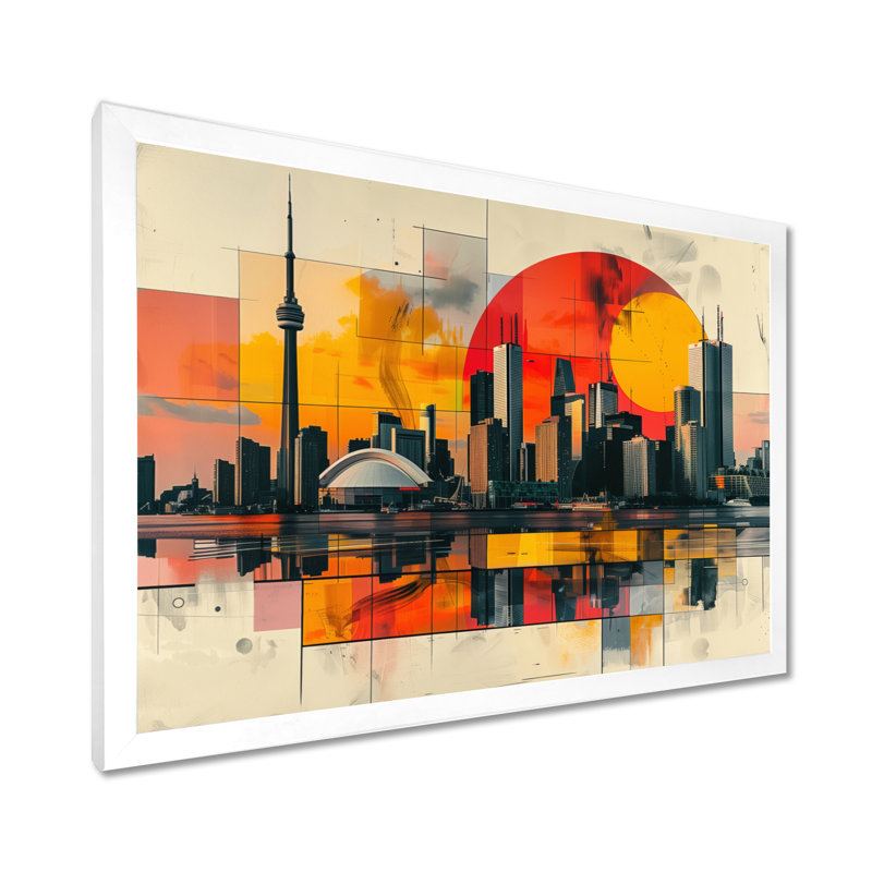Ylan - City Toronto, art mural, Cadre simple blanc, H 24 po x l 32 po x P 1 po