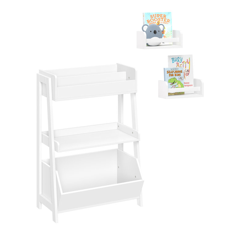 Kids 3-Tier Ladder Shelf with Bookrack and Toy Organizer – RiverRidge® Home